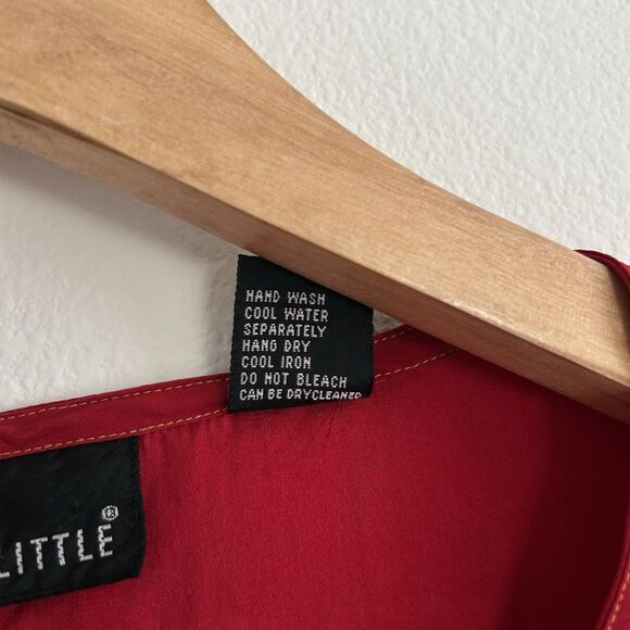 Vintage Carole Little Red Silk Tunic Top Size 6 READ - Picture 4 of 13